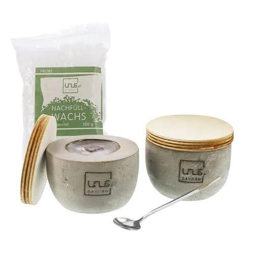 Kerze Beton rund konisch schmaler Rand grau klein 2er Set