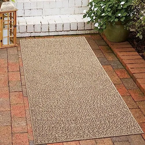 CARPETIA Indoor- und Outdoor-Teppich klein wetterfest Sisal-Optik Garten Terrasse Balkon Esszimmer Wohnzimmer 60x90 cm