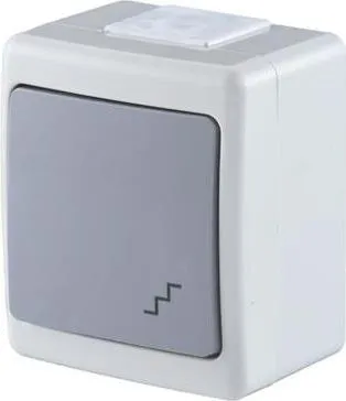 Aufputz Lichtschalter Wechselschalter IP44 Farbe Grau 10A 230V serie BETA