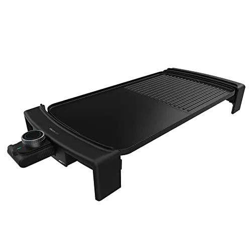 Cecotec Tasty&Grill 3000 Elektro-Grillplatte - Große 45 x 25 cm Grillfläche mit Antihaftbeschichtung für müheloses Kochen. Ideal für Fleisch, Gemüse und mehr. Einfach zu reinigen und perfekt für Tischgrillabende.
