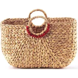 Lockardi Tasche Korbtasche mit rundem Griff aus Wasserhyazinthe 43x14x30 cm - Braun