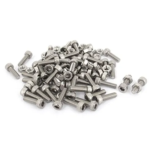 sourcing map 50 Stück Innensechskantschraube M3 x 10 mm Zylinderschrauben Innensechskant Kopf Maschinenschrauben Gerändelt Cap Schrauben Muttern Set
