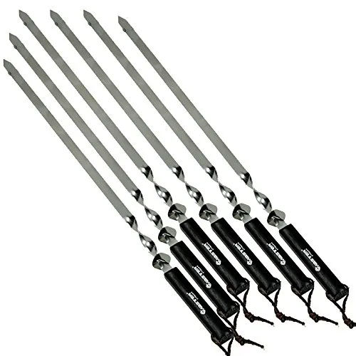 Edelstahl Grillspieße 600mm mit Holzgriffen von 4u-onlinehandel