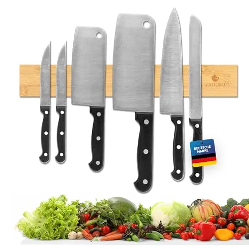 Exitoso Messerleiste 40 cm - magnetisch und selbstklebend - Messerblöcke für eine aufgeräumte Küche – die magnetische Messerleiste von EXITOSO hält sicher und stilvoll Messer und Werkzeuge bereit. Einfache Installation mit 3M-Klebeband oder Schrauben.