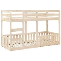 vidaXL Etagenbett mit Rausfallschutz, 75x190cm - Platzsparendes Kinderbett aus massivem Kiefernholz mit stabiler Leiter und Rausfallschutz für mehr Sicherheit – ideal für Pyjamapartys und Übernachtungsgäste.