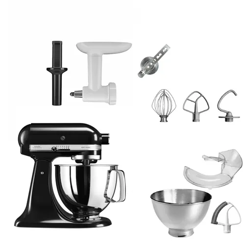 KitchenAid 4,8 L 5KSM175 Artisan Küchenmaschine Cookielover - Onyx Schwarz - Küchenmaschinen - Perfekt für kreative Bäcker mit Fleischwolf und Spritzgebäckvorsatz für köstliche Leckereien.