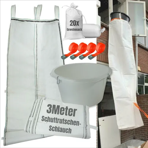 Schuttrutsche 3m flexibel inklusive 4x Spanngurt und 20x Schuttsack