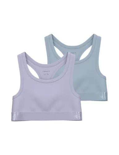 Name IT Mädchen Nkfshort Top 2P Noos, Purple Heather, Numeric_122 (2er Pack)