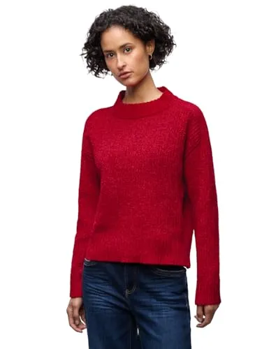 Street One Damen 3017012 Softer Chenille Pullover, Racing red, 44