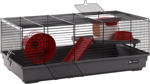 Flamingo Kleintierkäfig Jing schwarz/grau - Kleintierkäfig für Hamster, mit durchdachtem Design und großzügigem Platzangebot für ein artgerechtes Leben.