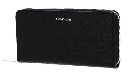 Calvin Klein CK Must Zip Around Wallet Embossed L CK Black in schwarz von Calvin Klein