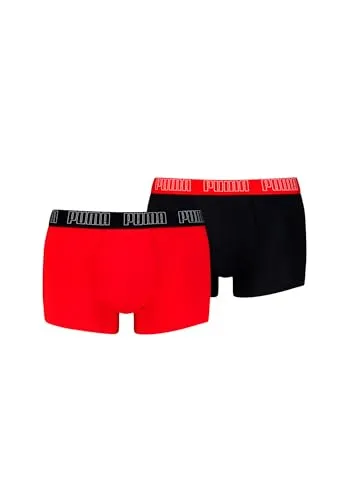 PUMA Boxer Trunk Boxershorts Herren Everyday Unterhose Pant Unterwäsche 2er Pack, Farbe: Rot/Schwarz, Bekleidungsgröße:L, rot, L