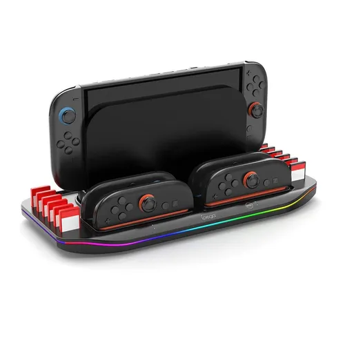 ipega Ladestation für Nintendo Switch 2 mit 4 Ladeports - Praktische Ladestation für Nintendo Switch 2 mit 4 Ladeports und Touch-Steuerung. Integrierte Spielekarten-Slots und kompaktes Design sorgen für Ordnung und Komfort.