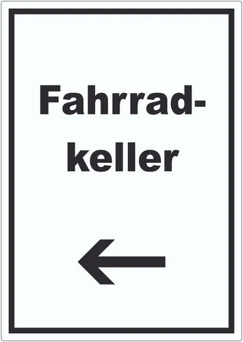HB-Druck Aufkleber Fahrradkeller Aufkleber mit Text und Richtungspfeil links Rad Bike, wetterfest, UV-beständig, kratzfest