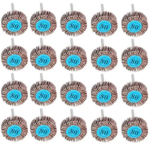 LATERN 20 Stücke Fächerschleifer, 80 Körnung Polierscheibe für Schleifpapier 10mm Dremel Klappenrad für rotierendes Werkzeug