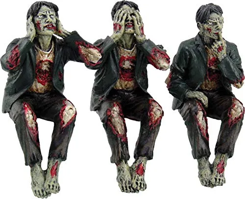 Nemesis Now Zombie-Figur, 10 cm - Kunstharz - Sammlerfigur in Grün, handbemalt und detailreich. Das Trio kluger Zombies verkörpert das Motto: „Das Böse nicht sehen, hören oder aussprechen.“ Ideal für Sammler und Fans von einzigartiger Deko.