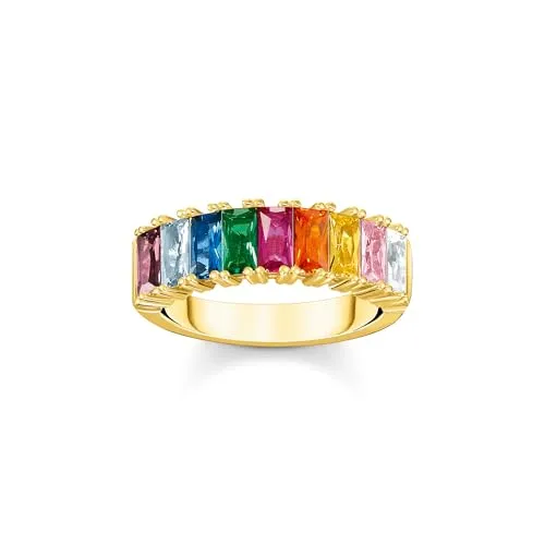 THOMAS SABO Ring mit bunten Steinen aus 925 Sterlingsilber in gold von THOMAS SABO