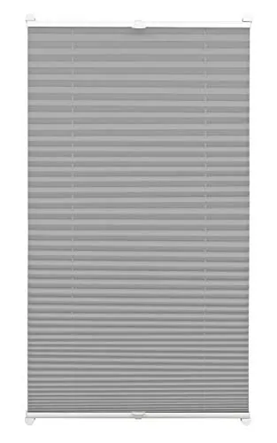 GARDINIA EASYFIX Plissee ohne Bohren, Blickdicht, Schiefer, 45 x 130 cm - Praktisches Plissee zum Klemmen für alle Fenstergrößen. Flexibel verstellbar mit Bedienschienen, blickdicht und stilvoll. Einfache Montage ohne Bohren mit hochwertigen Klemmträgern.