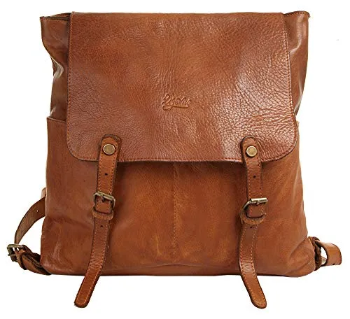 X-Zone Cityrucksack aus echtem Leder in Braun - Rucksack aus 100% Rindleder mit Retro-Optik, ideal für den Alltag. Verstellbare Schultertragegurte und praktischer Magnetverschluss für einfachen Zugriff.