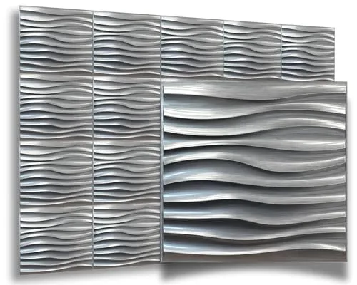 50cm x 50cm 3D Paneele PVC Kunststoffpaneele 12 Stück Wandpaneele Gaming Zimmer Wand Decke 3D Optik Welle Brushed PVC 3D Platten