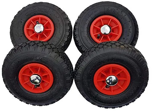FROSAL Sackkarrenrad Luftrad | Ersatzrad für Bollerwagen mit Radbefestigung 260 x 85 mm 3.00-4 | Nabe 25 mm | Rad für Sackkarre | Bollerwagenrad inkl. Achsstopfen | Radkappe | Rollenlager 4 x