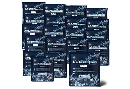 Horn Medical Kalt-Warm-Kompresse - Sofort Kältekompressen 20er Set - Kühlpads zur sofortigen Schmerzlinderung, 15 x 17 cm, ideal für Sport und Erste Hilfe, ohne Vorab-Kühlung nutzbar, umweltfreundlich auf Urea-Wasser-Basis.