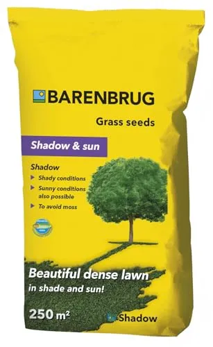 BARENBRUG Selbstverdichtender Rasen für schattige Bereiche 5KG - Rasensamen für schattige und sonnige Flächen, schattentolerante Mischung für einen dichten, feinen Teppichrasen, fördert Rasenbildung und hemmt Mooswachstum.
