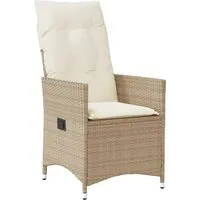 vidaXL Verstellbarer Gartensessel mit Kissen - Beige Poly Rattan - Gartenstuhl mit verstellbarer Rückenlehne für optimalen Komfort. Hergestellt aus langlebigem PE-Rattan, ideal für entspannte Stunden im Freien.