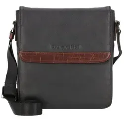 bugatti Corso DeLuxe Schultertasche aus echtem Leder, schwarz - Herren-Schultertaschen, handgefertigt aus hochwertigem Rindleder mit stilvoller Kroko-Prägung und viel Stauraum für den Alltag.