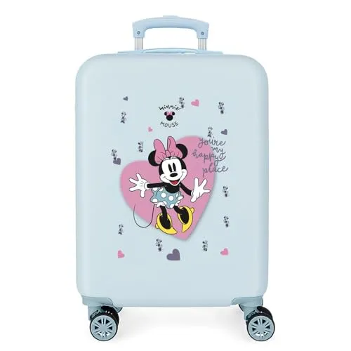 Disney Minnie My happy place Kabinenkoffer Blau 38x55x20 cm Starres ABS Seitliches Zahlenschloss 34L 2 kg 4 Doppelräder Handgepäck