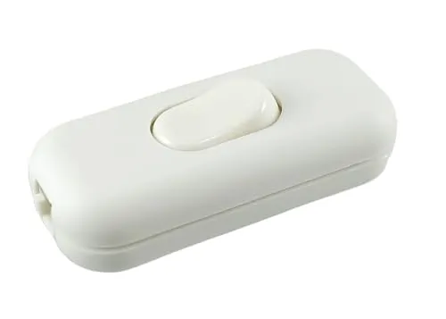 Zwischenschalter Weiß, 3-polig - Schnur-Zwischenschalter mit Wippe EIN/AUS - Dimmschalter für vielseitige Anwendungen - Ideal für Bastler, schaltet bis zu 6 A bei 250 V und ist perfekt für Hobby, Garten, Werkstatt und Camping.