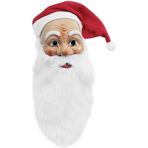 Nikolaus Maske mit Bart und Mütze - Figuren – Festliche Nikolausmaske mit Plüschbart und Mütze, ideal für eine unvergessliche Nikolausfeier oder als kreative Wanddekoration.