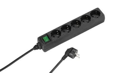 Vivanco EBLS5 S 5-fach Steckdosenleiste mit Schalter und Kindersicherung (1,4 m Zuleitung, Aderquerschnitt 1,5 qmm) schwarz