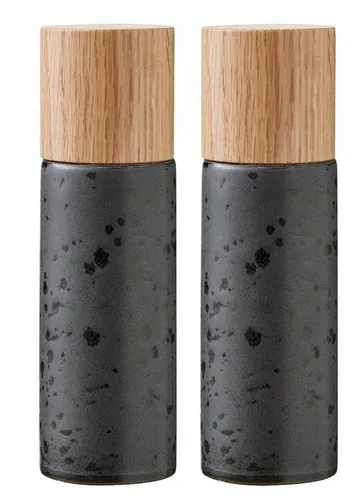 Bitz Salz- / Pfefferstreuer Set black 17 cm - Küchenhelfer aus hochwertigem Steinzeug, einzigartiges Skandi-Design für ein harmonisches Esserlebnis und bewusste Ernährung.