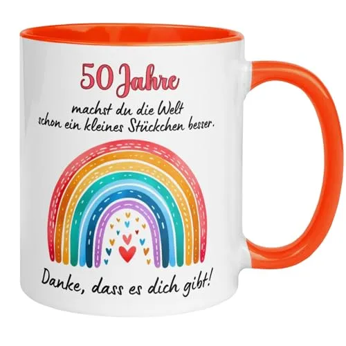 Geburtstag Frauen Geschenk Tasse | Du machst die Welt ein Stückchen besser – Danke dass es dich gibt | Geschenk Geburtstagstasse 50. Geburtstag | 50ter Geburtstag - Geburtstagsgeschenk Frau 50