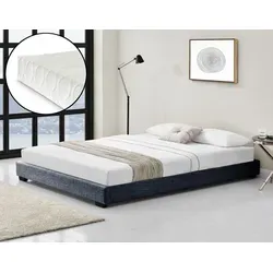 Polsterbett mit Kaltschaum-Matratze 140x200 cm - Dunkelgrau - Stilvolles Polsterbett mit stabiler Bauweise und allergikergeeigneter Kaltschaummatratze für optimalen Schlafkomfort. Ideal für Jugendliche und moderne Schlafzimmer.