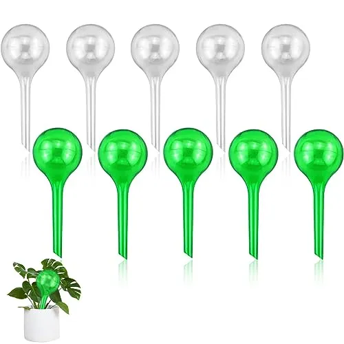 Stück Bewässerungskugeln für Pflanzen, 5cm Kleine Gießkugeln, Automatische Bewässerungssystem für Pflanzen, Geeignet zum Pflanzen Bewässerung für Drinnen und Draußen (Transparent & Grün) 10
