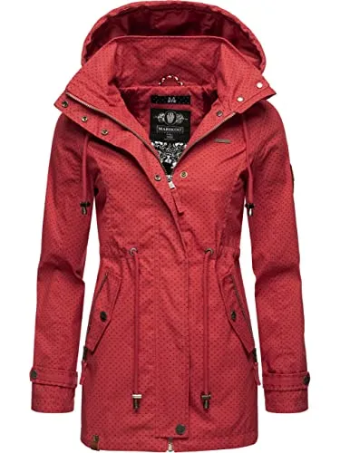 MARIKOO Damen Übergangsjacke Nyokoo Red w.P. Gr. S - Funktionsjacke aus leichtem Baumwollmaterial, ideal für die Übergangszeit mit tailliertem Schnitt und verstellbarer Kapuze für optimalen Tragekomfort.