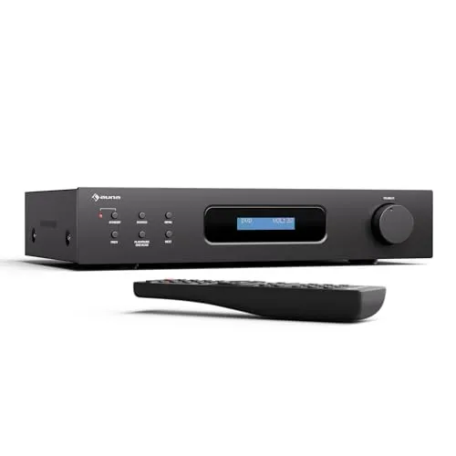Auna Art22 HiFi Stereo Verstärker mit Bluetooth & DAB+ Radio - Hifi-Verstärker mit 2x60 W Leistung, Bluetooth und DAB+ Radio für ein beeindruckendes Klangerlebnis und vielseitige Anschlussmöglichkeiten.
