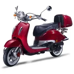 Motorroller Strada mit Top Case 125 ccm 85 km/h, Euro 5, rot, Sitzbank schwarz, GT Union - Rot