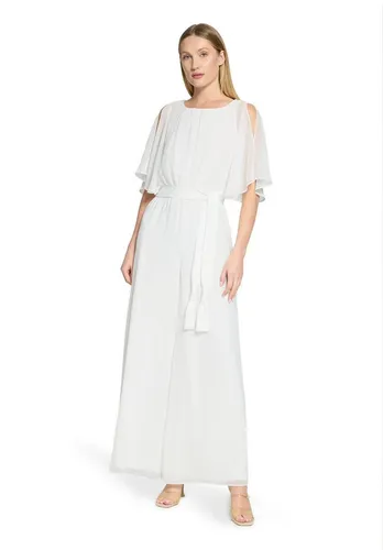 Vera Mont Damen Jumpsuit mit Bindegürtel - Elegantes Design in Weiß, Größe XL (48) - Jumpsuit aus pflegeleichtem Chiffon, ideal für besondere Anlässe. Der Bindegürtel betont die Taille und sorgt für einen eleganten Look.