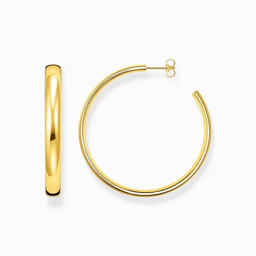 THOMAS SABO Chunky Creolen groß, CR641-001-21, CR641-413-39 - Modische Ohrringe aus handgefertigtem Sterlingsilber, vergoldet in gelbgoldfarben, perfekt für jeden Anlass – von Büro bis Party!