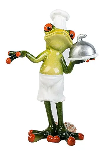 Frosch als Koch Kröte Lurch Deko Tier Figur Skulptur Froschkönig Laubfrosch