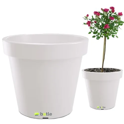botle Großer Blumentopf Übertopf Supergroß Blumenkübel 58 cm x 52,2 cm Weiß Rollbasis Transporträder Pflanzkübel Pflanztopf Kunststoff