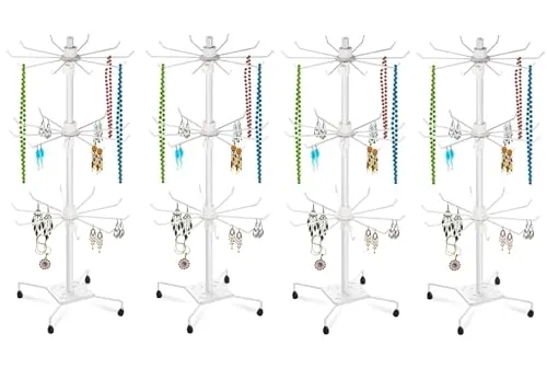 BAYLI Schmuckständer 4 x drehbar, 360° Warenständer mit 3 Etagen - Schmuckständer Set mit 4 drehbaren Ständern, ideal für optimale Produktpräsentation und flexible Platzierung in Geschäften, Messen und Boutiquen.
