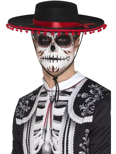 Day of the Dead Senor Hat, Black & Red