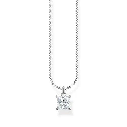 THOMAS SABO Kette mit weißen Stein 925 Sterling Silber - Ketten für Damen, hochwertige 925er Sterlingsilber-Halskette, ideal zum Kombinieren mit Charms und Anhängern, perfektes Geschenk für besondere Anlässe.