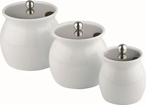 Dressingtopf aus Porzellan mit Edelstahldeckel - 0,8 Liter, hitzebeständig bis 220°C und spülmaschinengeeignet