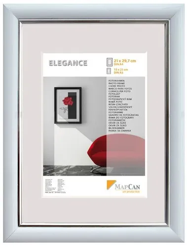 Kunststoff Bilderrahmen Elegance in Weiß-Metallic-Silber, 70 x 100 cm - Eleganter Kunststoff Bilderrahmen in Weiß-Metallic-Silber, perfekt für Ihre Kunstwerke. Ideal für Zuhause oder Büros, sorgt er für einen modernen Look und schützt Ihre Bilder.