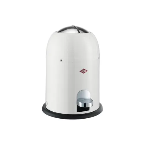 Wesco Mülleimer Minimaster 180112-01, weiß - 6L Kosmetikeimer aus Metall - Haushaltszubehör, ideal für Bad oder Küche mit handfreier Trittmechanik für hygienische Entsorgung und leisen Schließmechanismus.